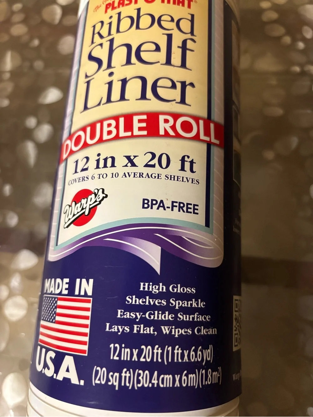 PLast O Mat Ribbed Shelf Liner Double Roll - White 12”x20 ft